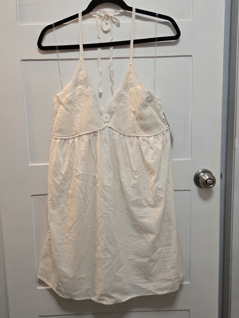 wild fable Ivory Crochet Bust Halter Dress